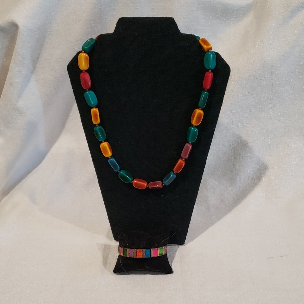 Colorful Beaded Necklace and Bracelet Set
